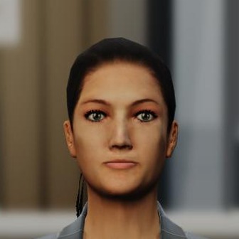Valeria, el avatar de un asistente de hospital: un rostro tridimensional que atiende en pantalla.